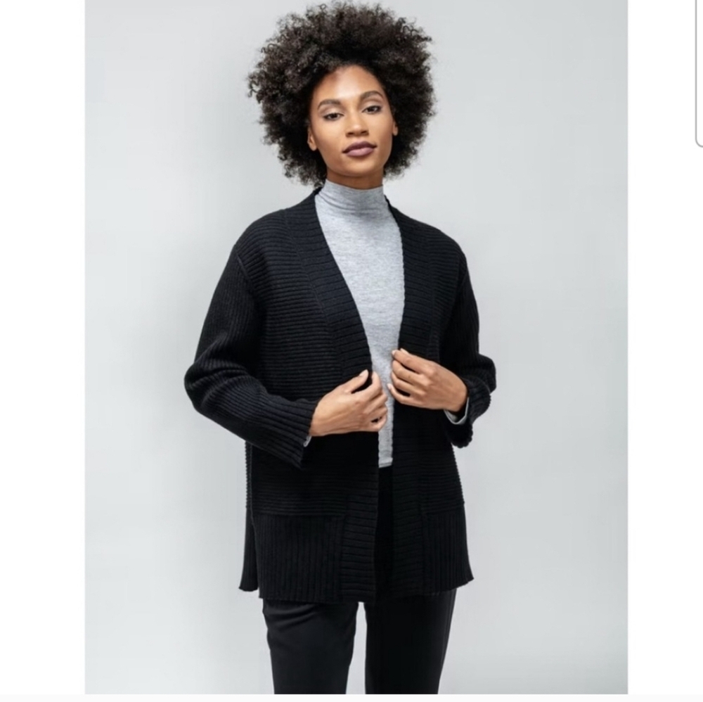 Navy Blue Ministry Of Supply Composite Merino Wool Open Cardigan